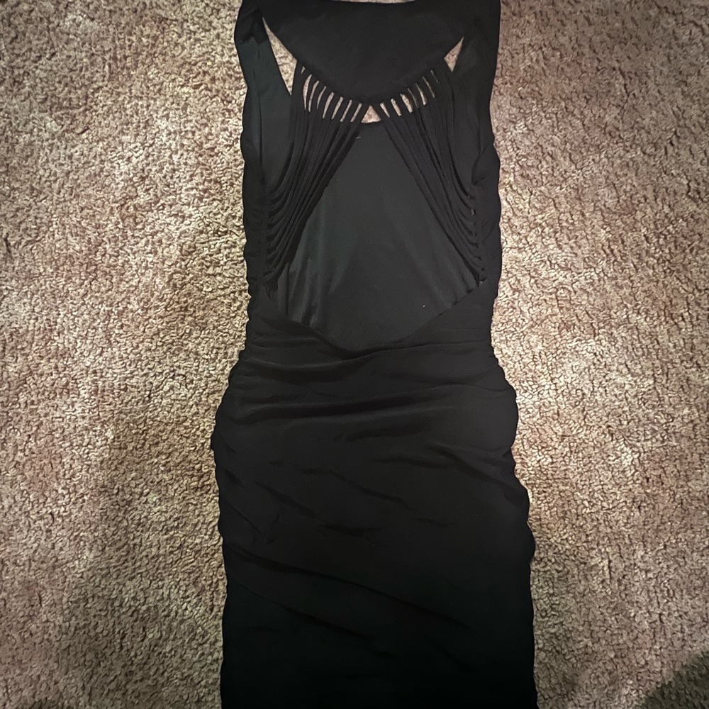 Midi Black Dress with Open Back